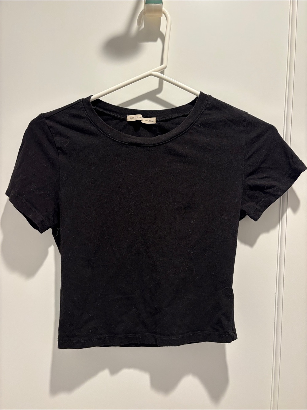Active Basic Black Short Sleeve Crop Top